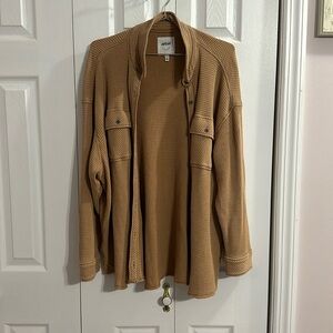 Aerie Waffle Knit Oversized Cardigan - Caramel